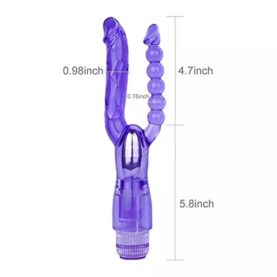 Romi Vibrating Double-Ended Dildos, Multi Speed Dual Penetration Sex Toys with Lifelike Glans Veins and Anal Beads, G-spot Massa