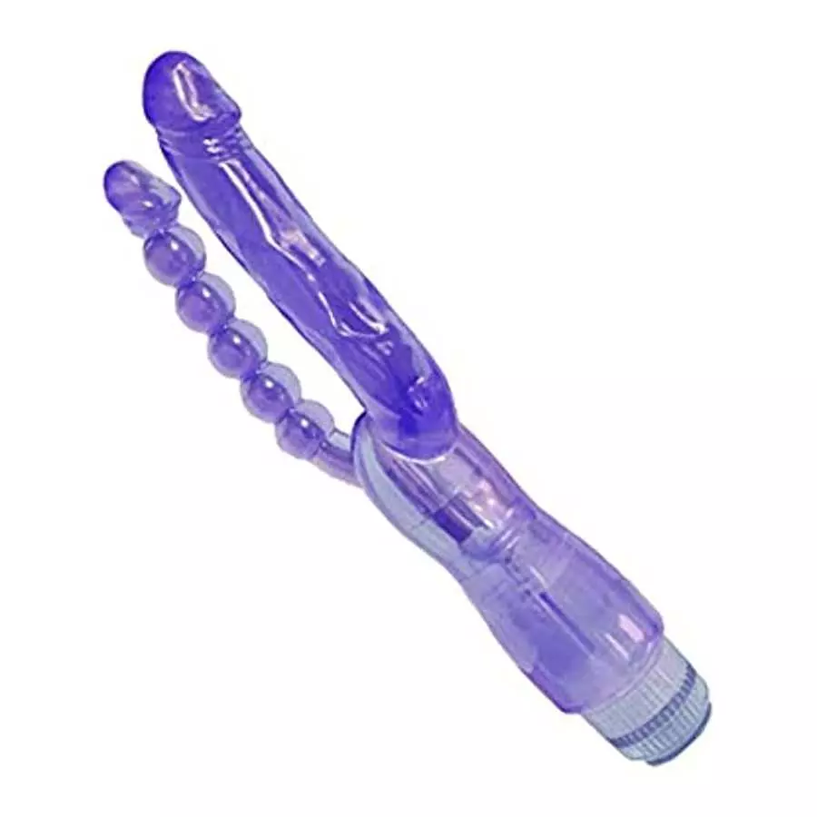 Romi Vibrating Double-Ended Dildos, Multi Speed Dual Penetration Sex Toys with Lifelike Glans Veins and Anal Beads, G-spot Massa