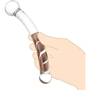 Double Ended Realistic G Spot Dildo 7.87Inch Clear Glass Penis with Different Size Ends Double Wand Adult Sex Toy for Men Women