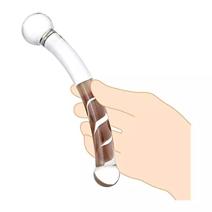 Double Ended Realistic G Spot Dildo 7.87Inch Clear Glass Penis with Different Size Ends Double Wand Adult Sex Toy for Men Women