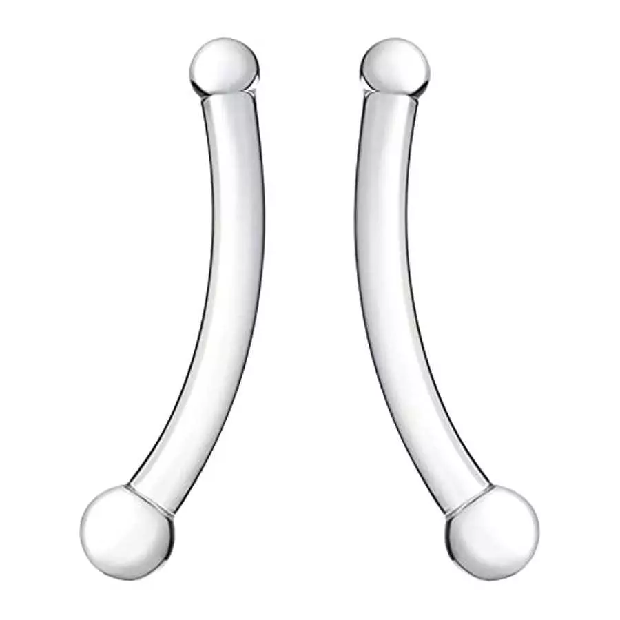 Double Ended Realistic G Spot Dildo 7.87Inch Clear Glass Penis with Different Size Ends Double Wand Adult Sex Toy for Men Women
