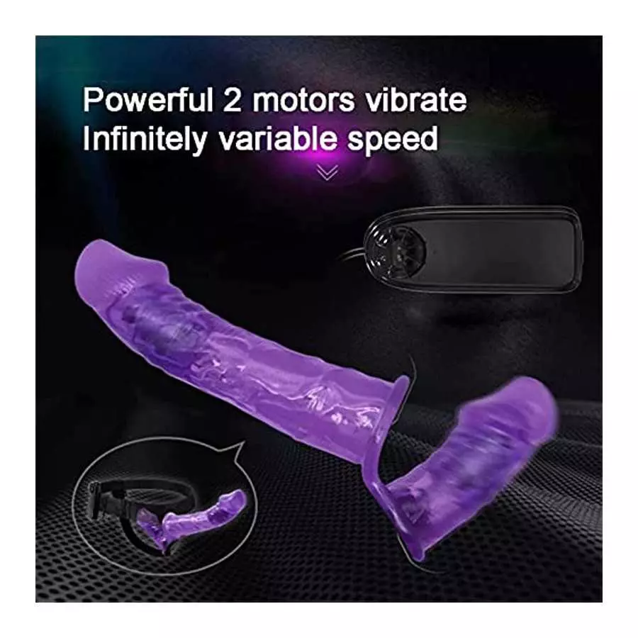 FRRDEI Wearable Harness Strap on Vibrating Double Head Dong Realistic Dildo Penetrator Toy Two Ended Dildo, Double Headed Peneta