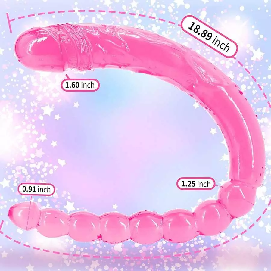 Double Ended Dildo 18.89 inch Dong Anal Beads with Veins and Glans for Anal Vagina Stimulation Double Side Penis Cock Massager S