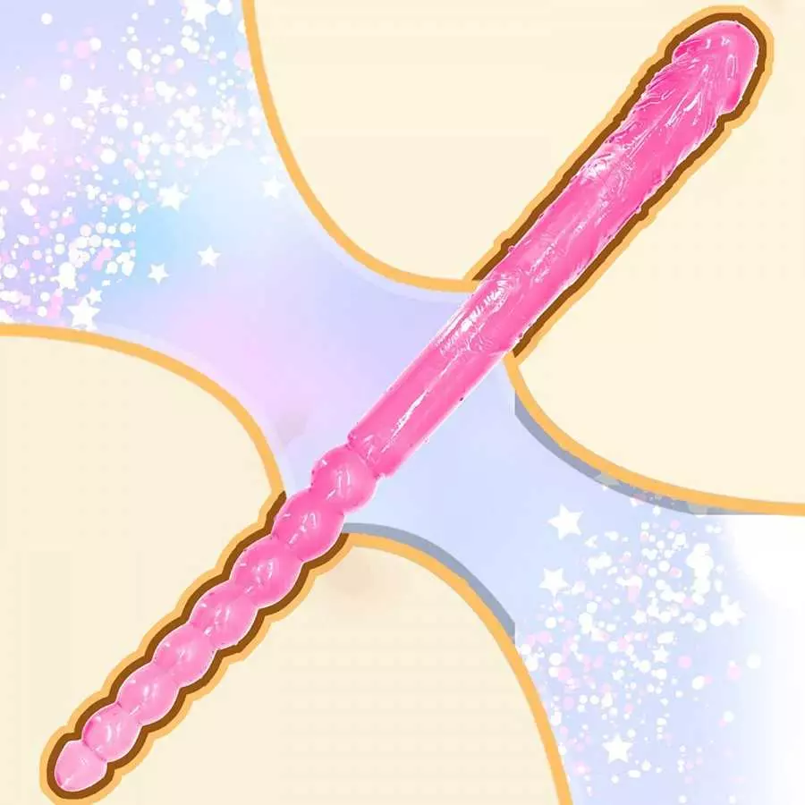 Double Ended Dildo 18.89 inch Dong Anal Beads with Veins and Glans for Anal Vagina Stimulation Double Side Penis Cock Massager S