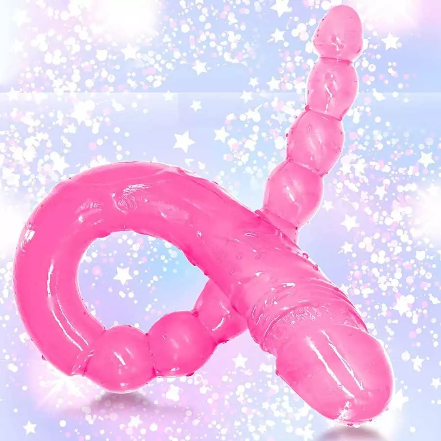 Double Ended Dildo 18.89 inch Dong Anal Beads with Veins and Glans for Anal Vagina Stimulation Double Side Penis Cock Massager S