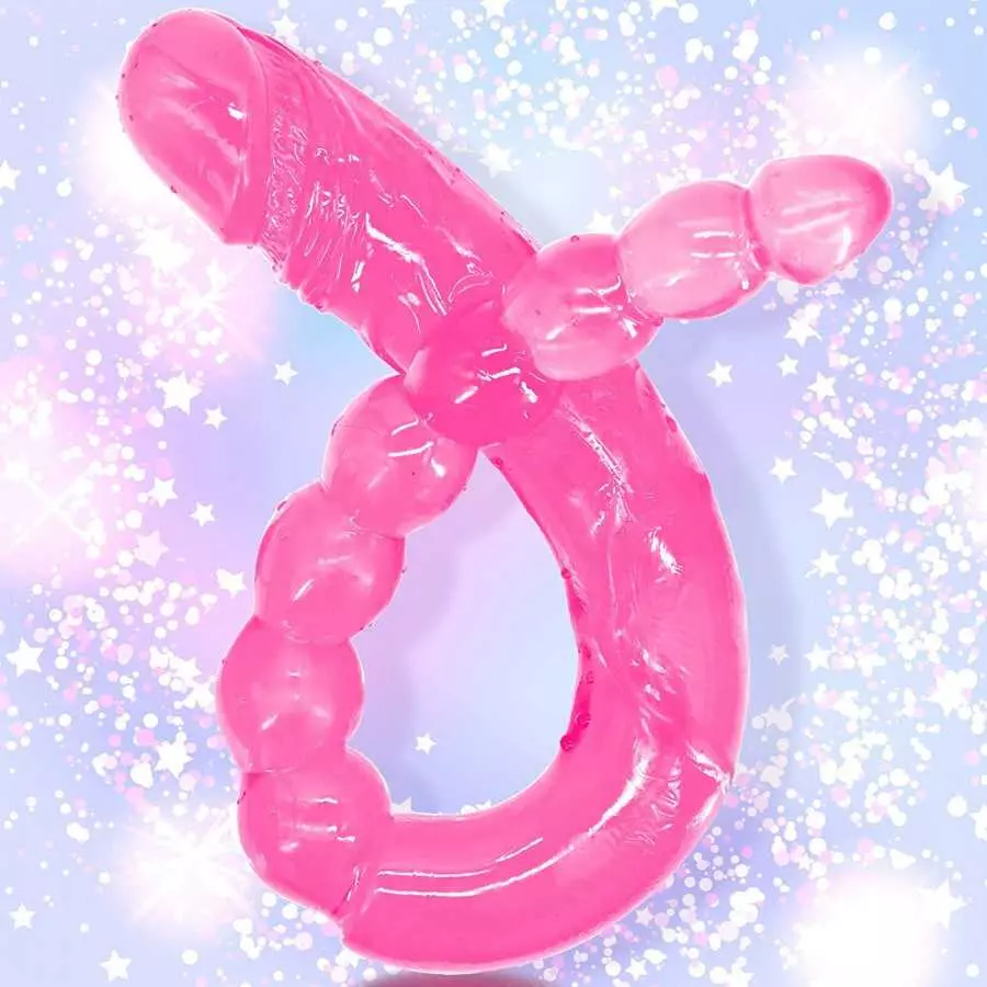 Double Ended Dildo 18.89 inch Dong Anal Beads with Veins and Glans for Anal Vagina Stimulation Double Side Penis Cock Massager S
