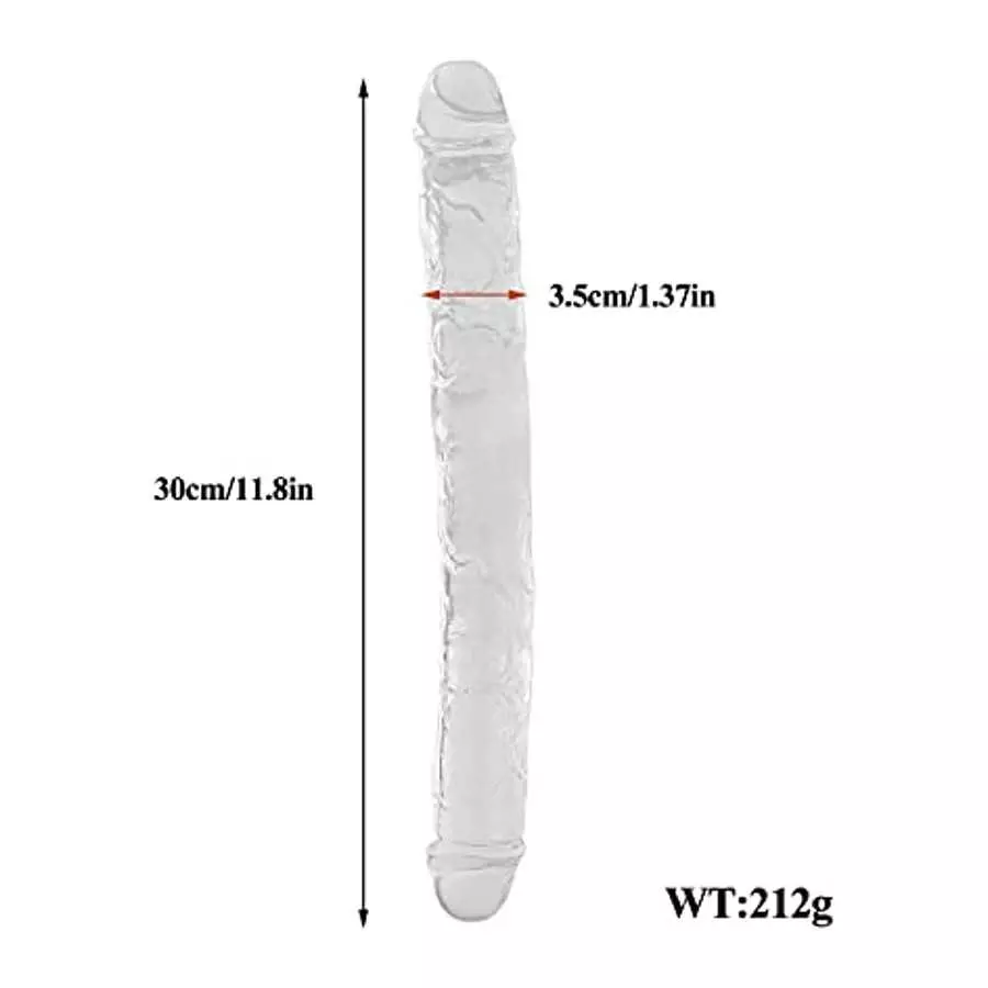 Lestesy 11.8x1.3 in Double Dildo,Flexible Realistic Jelly Dildo for Lesbian Female Masturbation, Clear, S