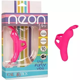  Neon Vibes The Flirty Vibe – Silicone Rechargeable Finger Bunny Vibrator - Travel Sized Adult Sex Toys for Women – P