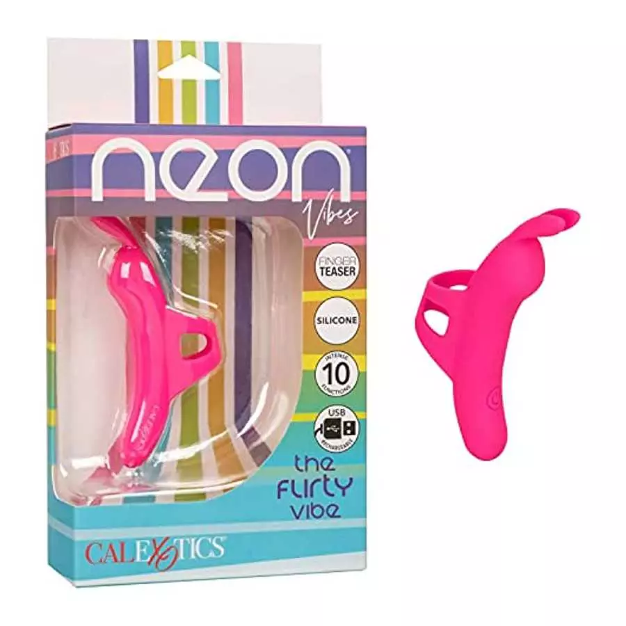 CalExotics Neon® Vibes The Flirty Vibe – Silicone Rechargeable Finger Bunny Vibrator - Travel Sized Adult Sex Toys for Women – P