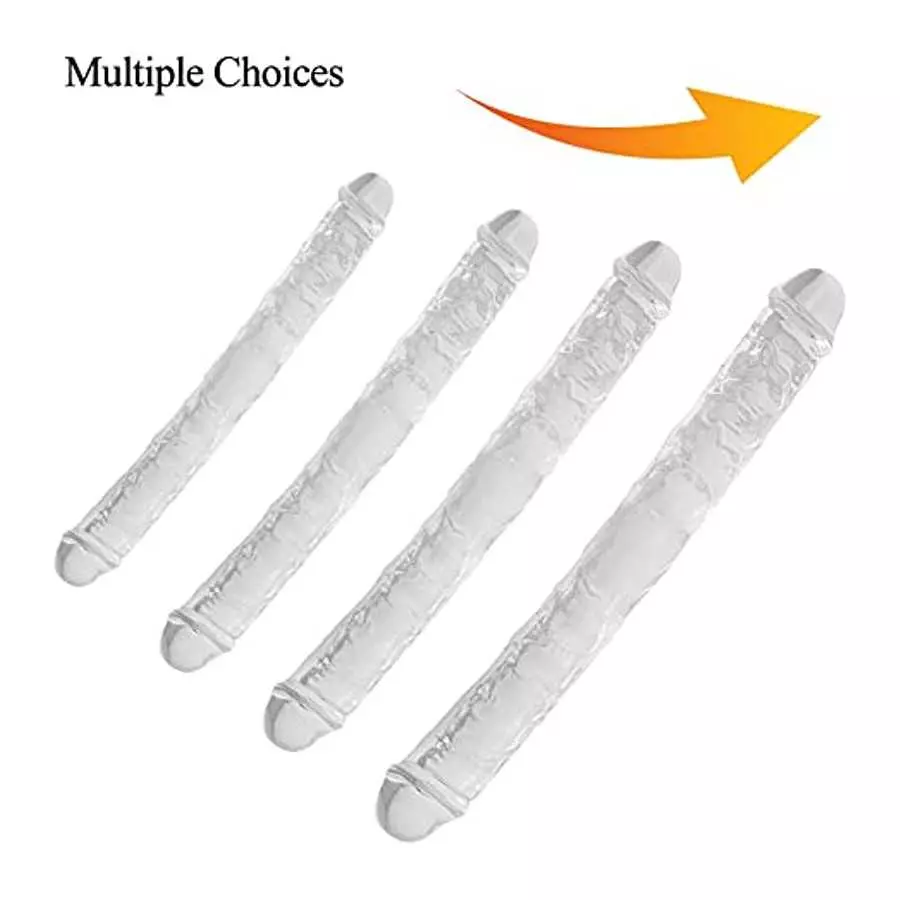 Lestesy 11.8x1.3 in Double Dildo,Flexible Realistic Jelly Dildo for Lesbian Female Masturbation, Clear, S