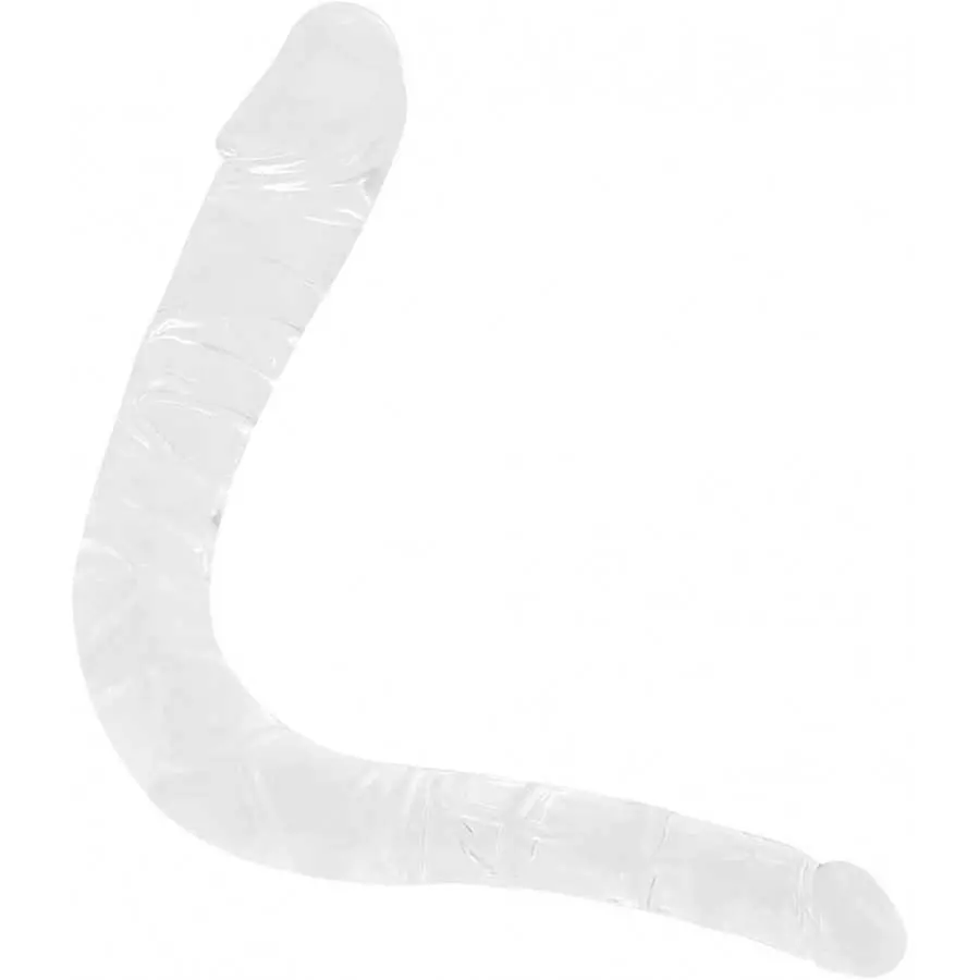 Double Ended Realistic Dildo, Flexible Clear Jelly Dildos for Lesbian, Anal G-spot Stimulator Sex Toys for Women Men Couple(M)