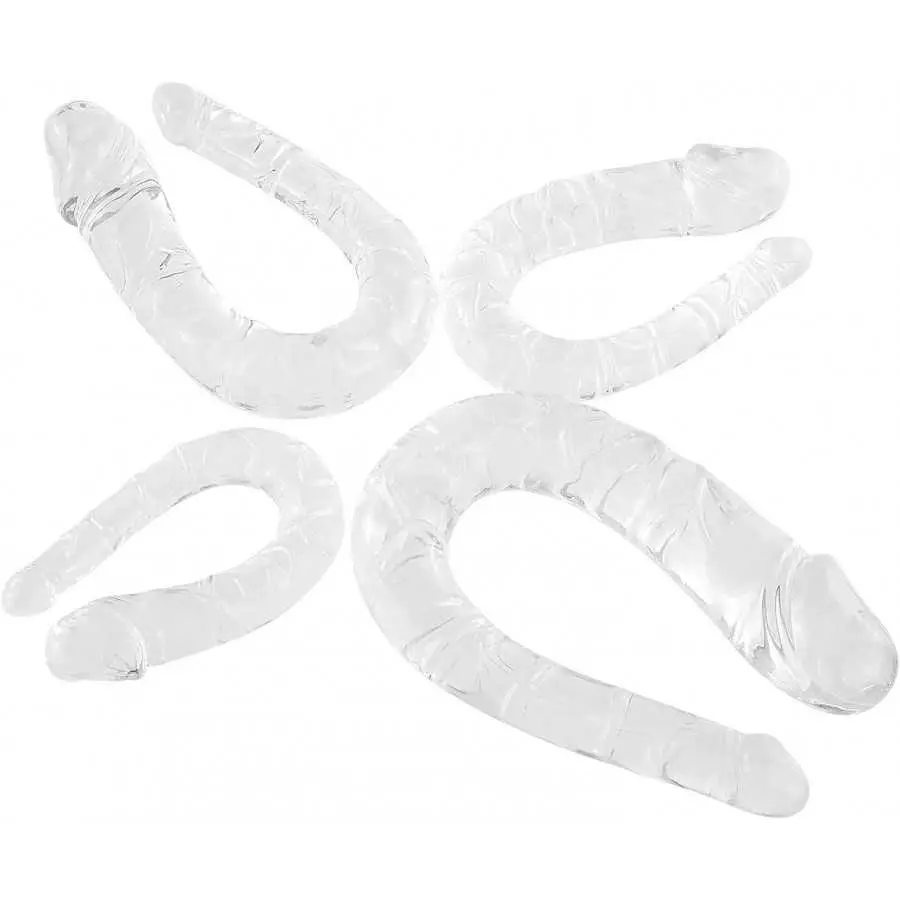 Double Ended Realistic Dildo, Flexible Clear Jelly Dildos for Lesbian, Anal G-spot Stimulator Sex Toys for Women Men Couple(M)