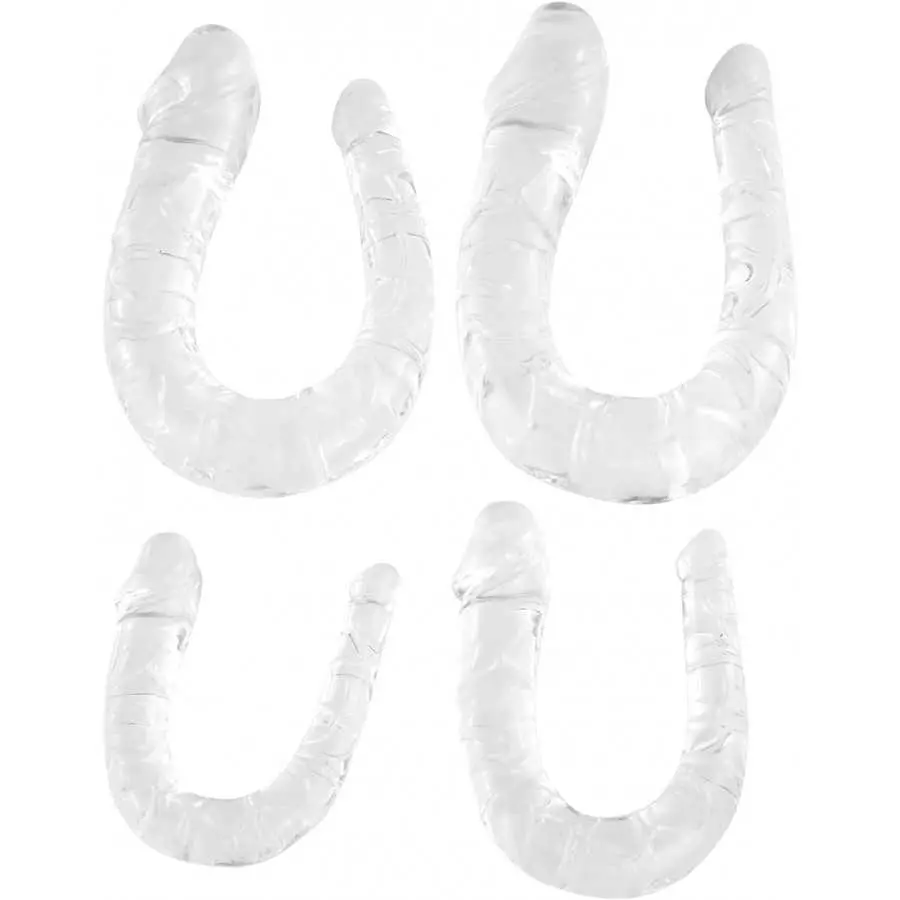 Double Ended Realistic Dildo, Flexible Clear Jelly Dildos for Lesbian, Anal G-spot Stimulator Sex Toys for Women Men Couple(M)