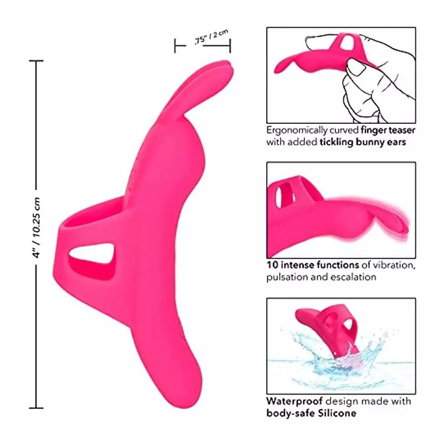 CalExotics Neon® Vibes The Flirty Vibe – Silicone Rechargeable Finger Bunny Vibrator - Travel Sized Adult Sex Toys for Women – P