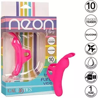 CalExotics Neon® Vibes The Flirty Vibe – Silicone Rechargeable Finger Bunny Vibrator - Travel Sized Adult Sex Toys for Women – P