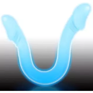16.5in Luminous Double Ended Realistic Dildo, Glow in The Dark Premium Silicone Lesbian G-spot Anal Stimulator, Laphwing Curved