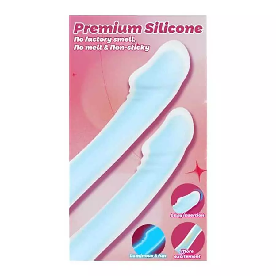 16.5in Luminous Double Ended Realistic Dildo, Glow in The Dark Premium Silicone Lesbian G-spot Anal Stimulator, Laphwing Curved