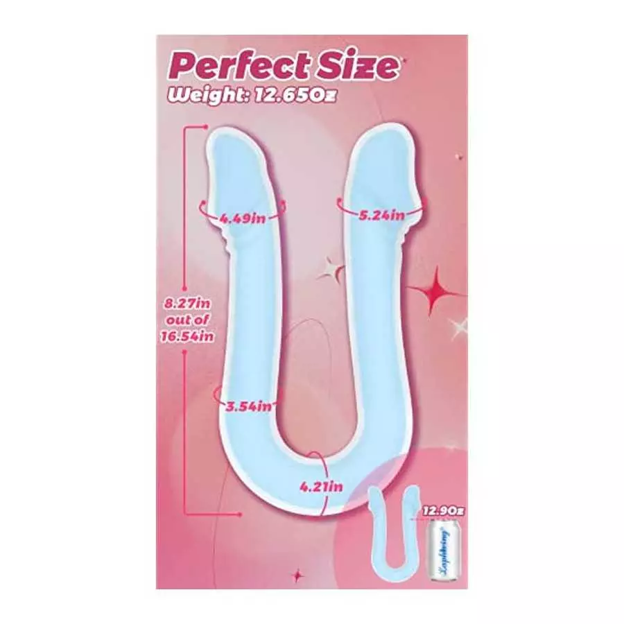 16.5in Luminous Double Ended Realistic Dildo, Glow in The Dark Premium Silicone Lesbian G-spot Anal Stimulator, Laphwing Curved
