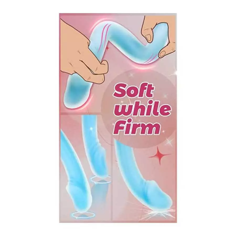 16.5in Luminous Double Ended Realistic Dildo, Glow in The Dark Premium Silicone Lesbian G-spot Anal Stimulator, Laphwing Curved