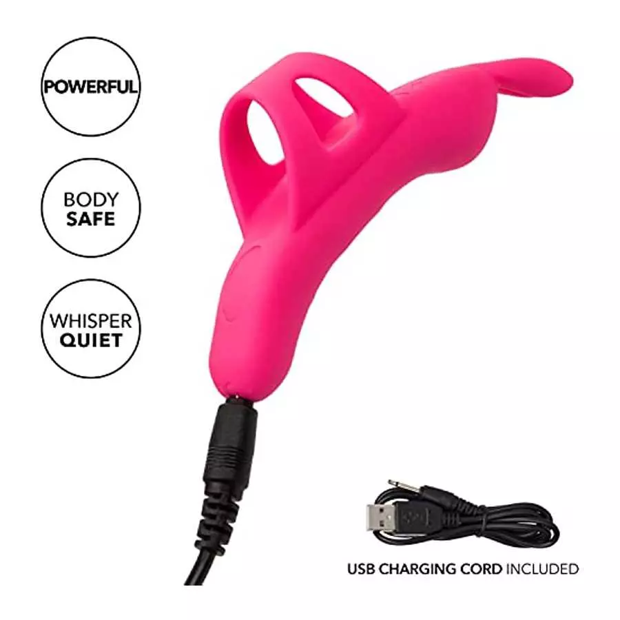 CalExotics Neon® Vibes The Flirty Vibe – Silicone Rechargeable Finger Bunny Vibrator - Travel Sized Adult Sex Toys for Women – P