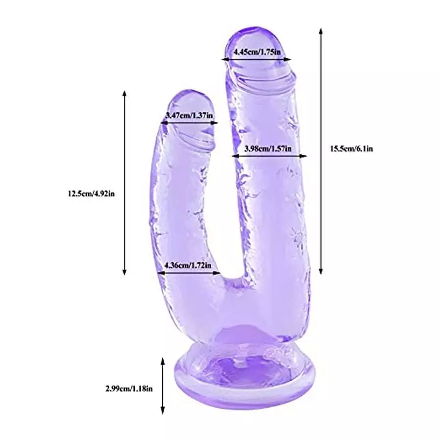 Double-Ended Dildo, Realistic Clear Dildo with Strong Suction Cup Hands-Free Play for Women/Men/Gay Adult Sex Masturbator G Spot