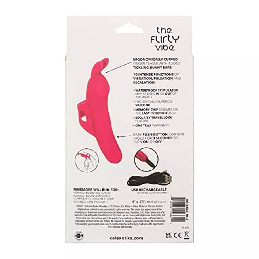 CalExotics Neon® Vibes The Flirty Vibe – Silicone Rechargeable Finger Bunny Vibrator - Travel Sized Adult Sex Toys for Women – P