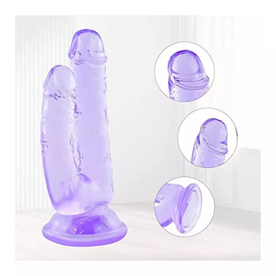 Double-Ended Dildo, Realistic Clear Dildo with Strong Suction Cup Hands-Free Play for Women/Men/Gay Adult Sex Masturbator G Spot