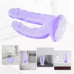 Double-Ended Dildo, Realistic Clear Dildo with Strong Suction Cup Hands-Free Play for Women/Men/Gay Adult Sex Masturbator G Spot Double-Ended Dildo, Realistic Clear Dildo with Strong Suction Cup Hands-Free Play for Women/Men/Gay Adult Sex Masturbator G Spot