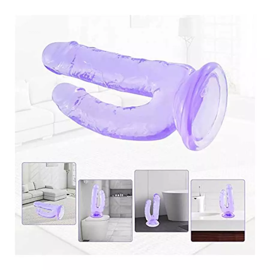 Double-Ended Dildo, Realistic Clear Dildo with Strong Suction Cup Hands-Free Play for Women/Men/Gay Adult Sex Masturbator G Spot