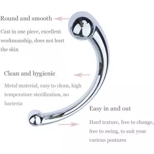 Uleade G-spot Massage Double-Ended Dildo, Stimulate Fetish Anal Plug Dildo Metal Curved Dual Ended Masturbation Sex Toy for Coup Uleade G-spot Massage Double-Ended Dildo, Stimulate Fetish Anal Plug Dildo Metal Curved Dual Ended Masturbation Sex Toy for Coup