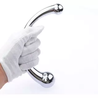 Uleade G-spot Massage Double-Ended Dildo, Stimulate Fetish Anal Plug Dildo Metal Curved Dual Ended Masturbation Sex Toy for Coup Uleade G-spot Massage Double-Ended Dildo, Stimulate Fetish Anal Plug Dildo Metal Curved Dual Ended Masturbation Sex Toy for Coup