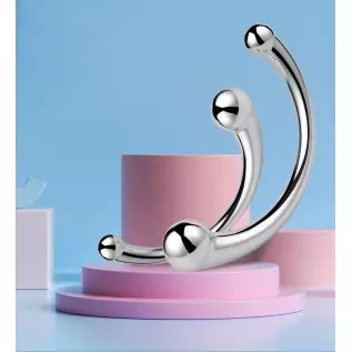 Uleade G-spot Massage Double-Ended Dildo, Stimulate Fetish Anal Plug Dildo Metal Curved Dual Ended Masturbation Sex Toy for Coup Uleade G-spot Massage Double-Ended Dildo, Stimulate Fetish Anal Plug Dildo Metal Curved Dual Ended Masturbation Sex Toy for Coup