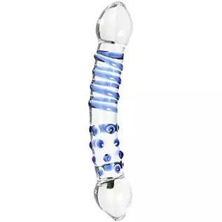 Remeonight 7.1" Double Ended Glass Wand Dildo Crystal Penis Female Masturbation Anal Butt Plug