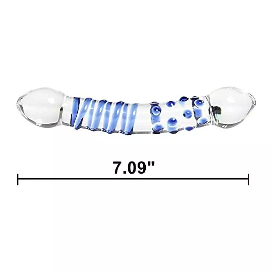 Remeonight 7.1" Double Ended Glass Wand Dildo Crystal Penis Female Masturbation Anal Butt Plug