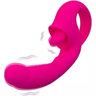 G Spot Vibrator, 2 in 1 Nipple Clitoralis Stimulator with 10 Licking & Vibrating Modes, Realistic Dildo Vibrator for Clit G Spot