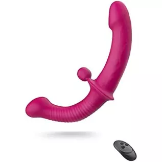SXOVO Double-Ended Dildo with Ball, Ten Vibration Modes Wireless Sex Toys Dildo Massager Adult Sex Toys