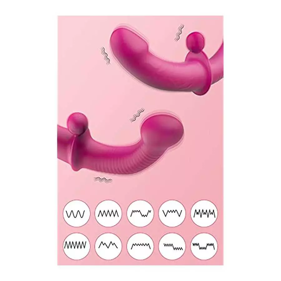 SXOVO Double-Ended Dildo with Ball, Ten Vibration Modes Wireless Sex Toys Dildo Massager Adult Sex Toys