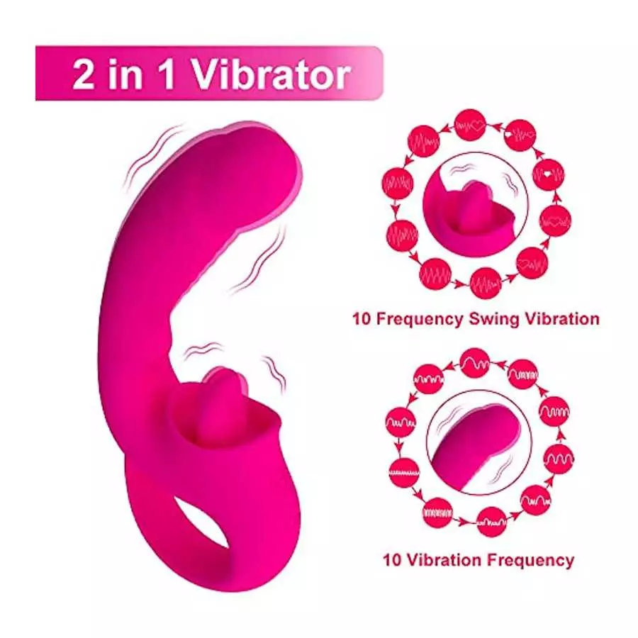G Spot Vibrator, 2 in 1 Nipple Clitoralis Stimulator with 10 Licking & Vibrating Modes, Realistic Dildo Vibrator for Clit G Spot