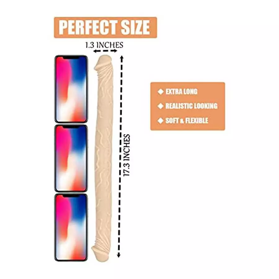 Double Ended Dildo, 17 in Super Long Double Dong, Flexible Realistic Double-Sided Dildo Penis, Sex Toys for Couple Men Women Les