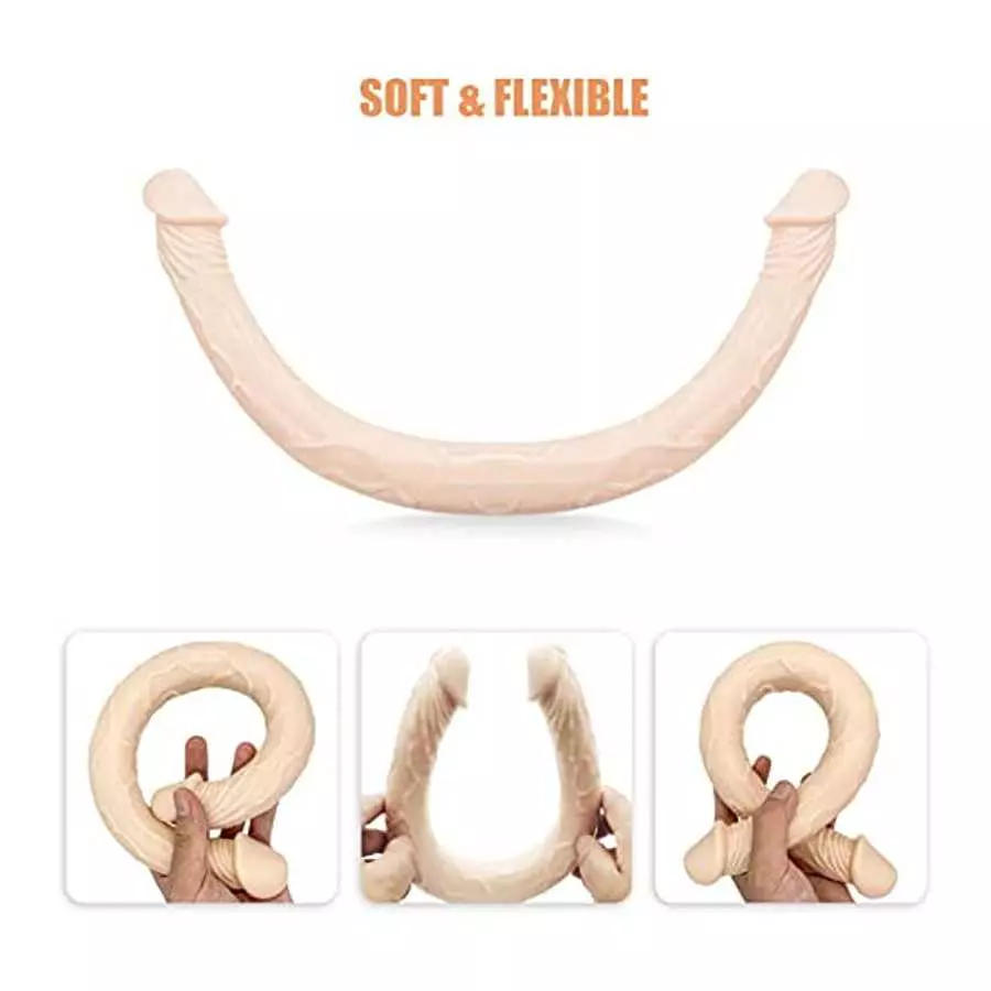 Double Ended Dildo, 17 in Super Long Double Dong, Flexible Realistic Double-Sided Dildo Penis, Sex Toys for Couple Men Women Les