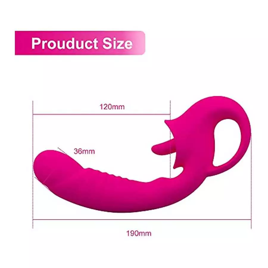 G Spot Vibrator, 2 in 1 Nipple Clitoralis Stimulator with 10 Licking & Vibrating Modes, Realistic Dildo Vibrator for Clit G Spot