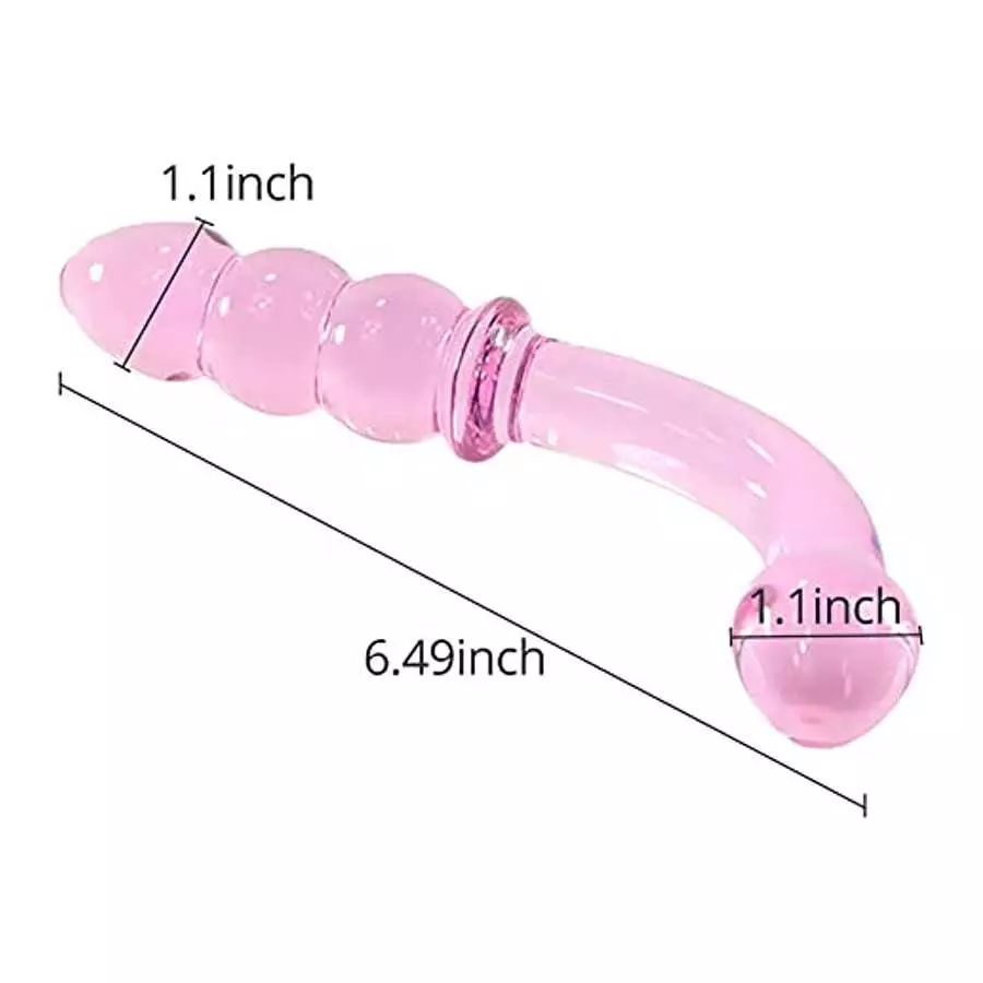 Glass Pleasure Wand, Bent Graduate Crystal Dildo Double Ended Anal Beads Butt Plug for G-spot Stimulation Sex Factory