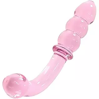 Glass Pleasure Wand, Bent Graduate Crystal Dildo Double Ended Anal Beads Butt Plug for G-spot Stimulation Sex Factory Glass Pleasure Wand, Bent Graduate Crystal Dildo Double Ended Anal Beads Butt Plug for G-spot Stimulation Sex Factory