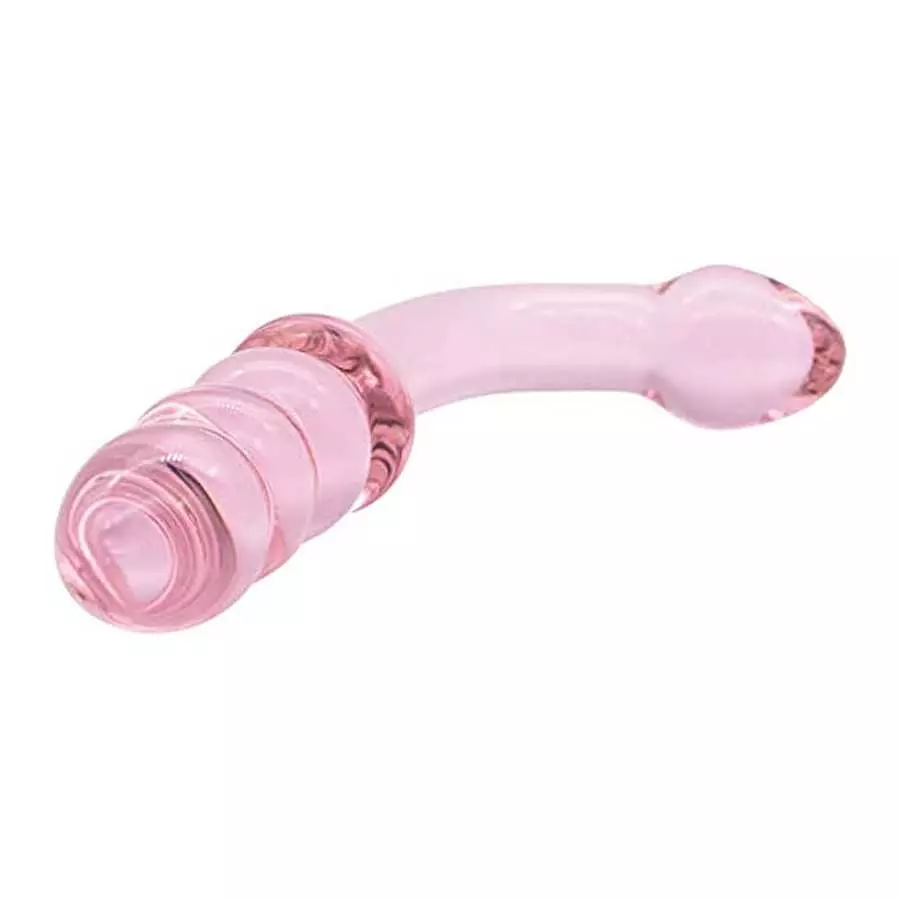 Glass Pleasure Wand, Bent Graduate Crystal Dildo Double Ended Anal Beads Butt Plug for G-spot Stimulation Sex Factory