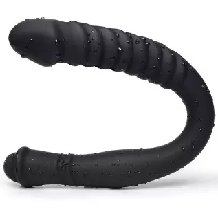 Double Ended Dildo 16.53 inch Dong Ribbed Butt Plug Anal Dildo with Glans for Anal Vagina Stimulation Prostate Massager Sex Toy