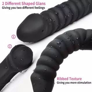Double Ended Dildo 16.53 inch Dong Ribbed Butt Plug Anal Dildo with Glans for Anal Vagina Stimulation Prostate Massager Sex Toy Double Ended Dildo 16.53 inch Dong Ribbed Butt Plug Anal Dildo with Glans for Anal Vagina Stimulation Prostate Massager Sex Toy