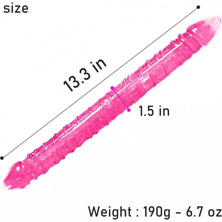 13 Inch Realistic Double-Ended Dildo Adult Toy Lesbian, Flexible Clear Jelly Double Sided Dildos for Anal G-spot Stimulator Sex
