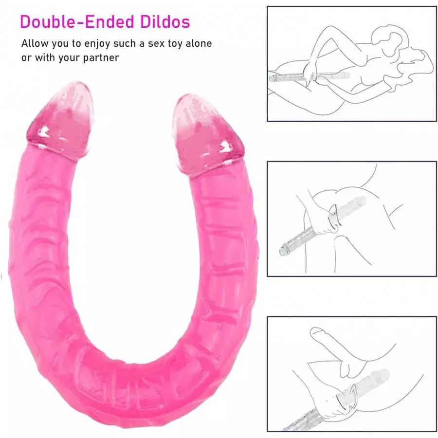 13 Inch Realistic Double-Ended Dildo Adult Toy Lesbian, Flexible Clear Jelly Double Sided Dildos for Anal G-spot Stimulator Sex