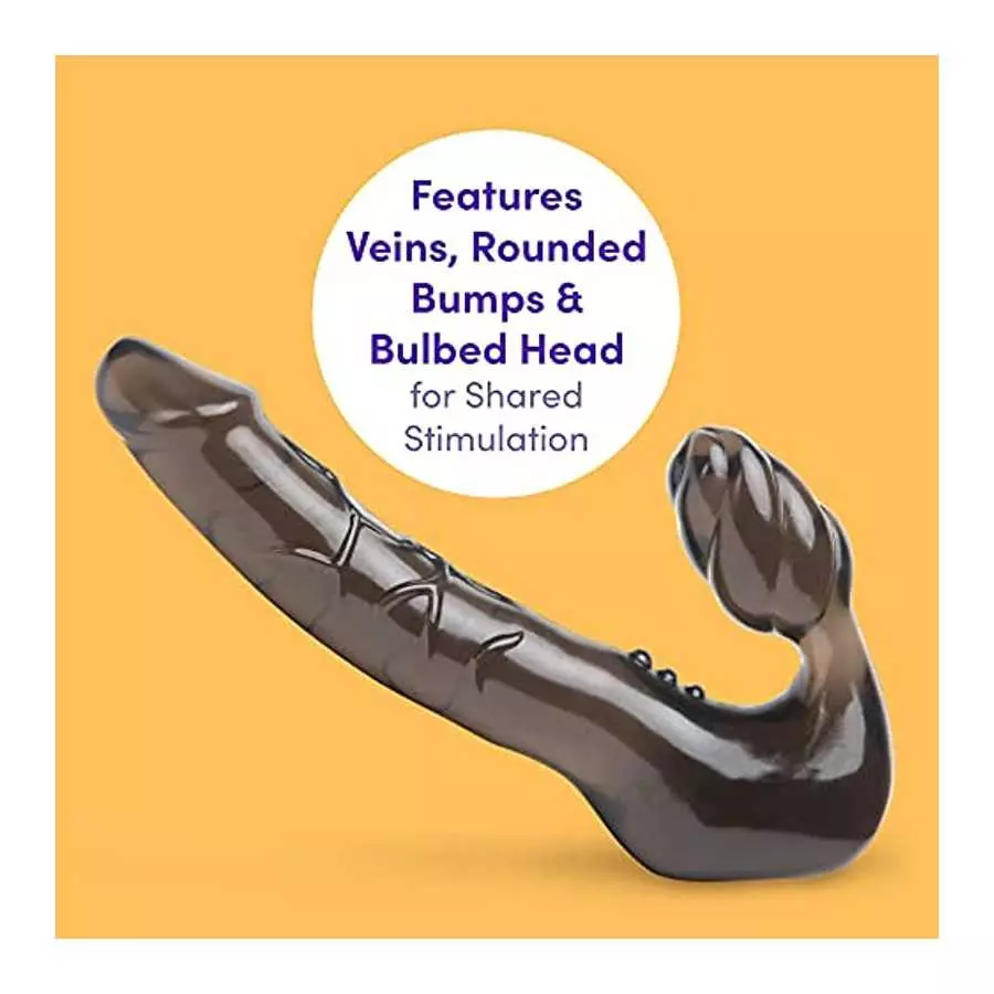 Lovehoney Double Wow Strapless Strap On Realistic Dildo - 7 Inch Double Ended Strap On Dildo for Men and Women - Waterproof - Bl