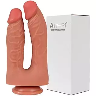 Anfei Realistic Double Dildos, Dual Layer Silicone Adult Toys with Suction Cup, Sex Toys for Masturbation